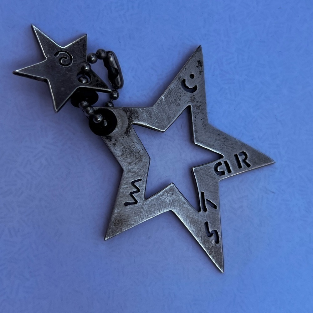 925 pendant open star tribal marked  TR-145 Silver double Pendant 2” 13 grams - Picture 6 of 9